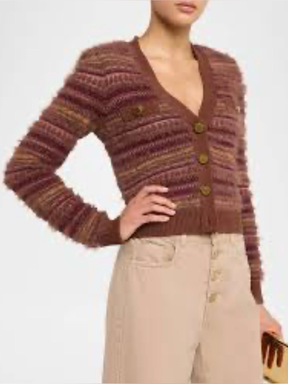 L'Agence Ariadne Brown Fuzzy Cardigan NWT